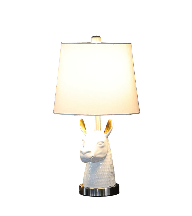 20.5" In Patagonia White Llama Bust Resin Table Lamp-zoom-