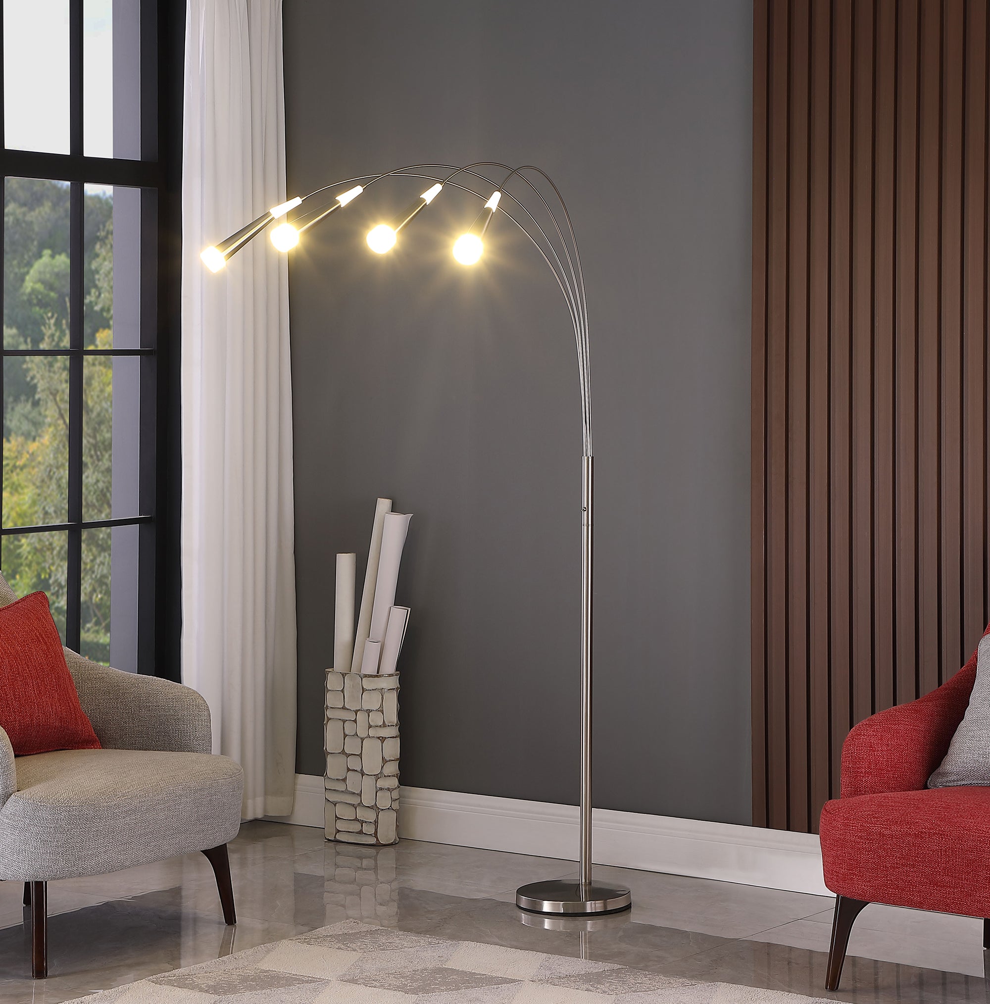 72" Kiery 4 Arm Aluminum Led Arc Floor Lamp-zoom-4