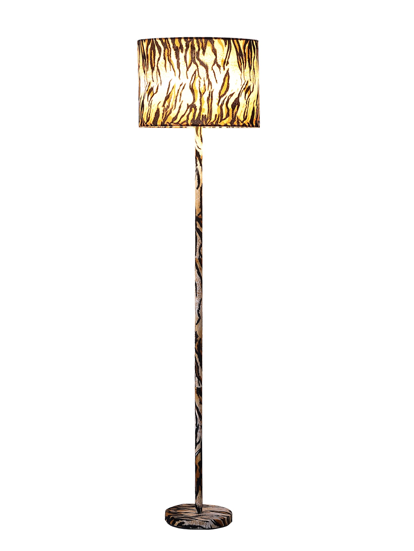 59" In Faux Suede Tiger Print Floor Lamp