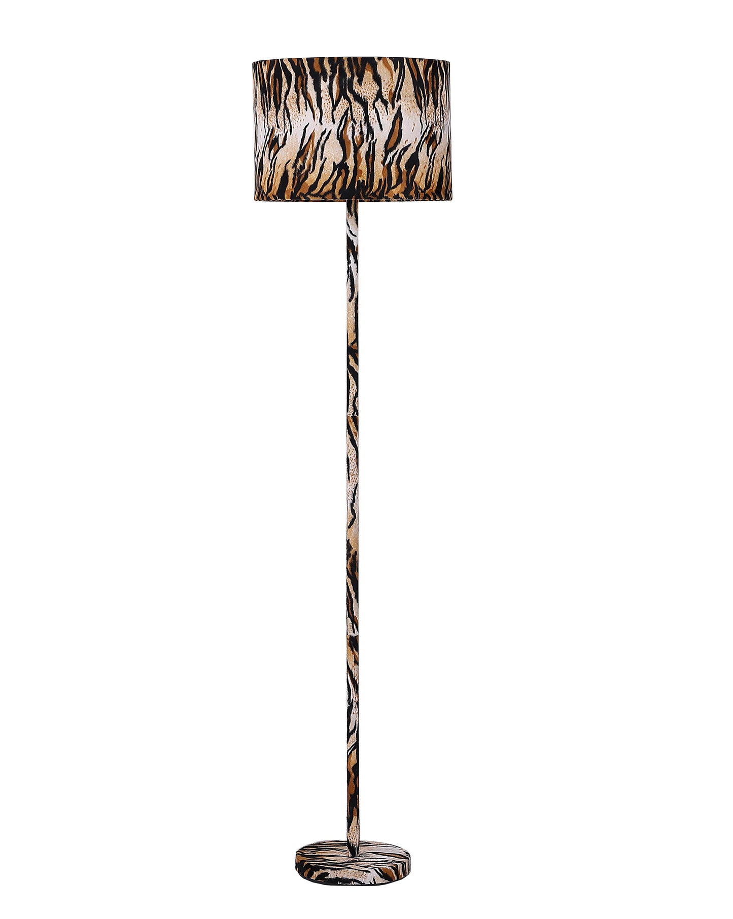 59" In Faux Suede Tiger Print Floor Lamp