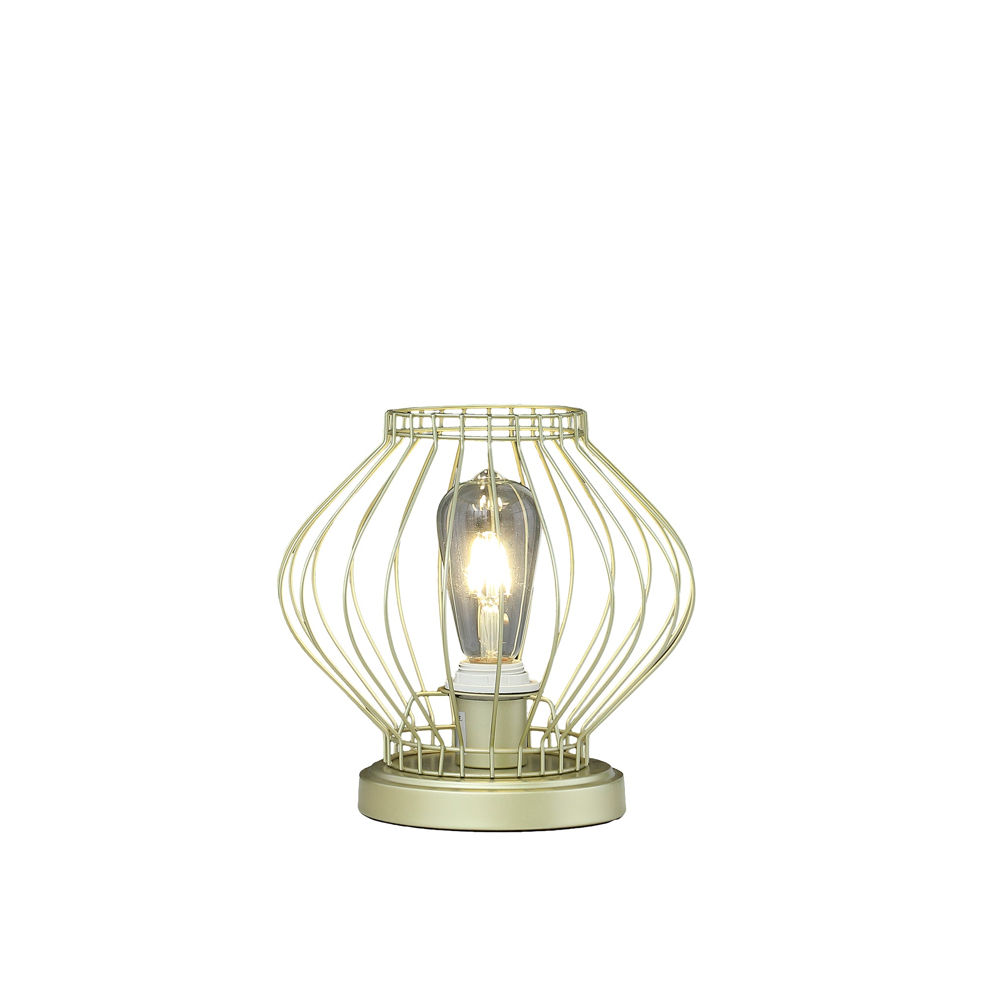 9.5" In Industrial Farm Cage Satin Matte Gold Uplight Metal Table Lamp-zoom-2