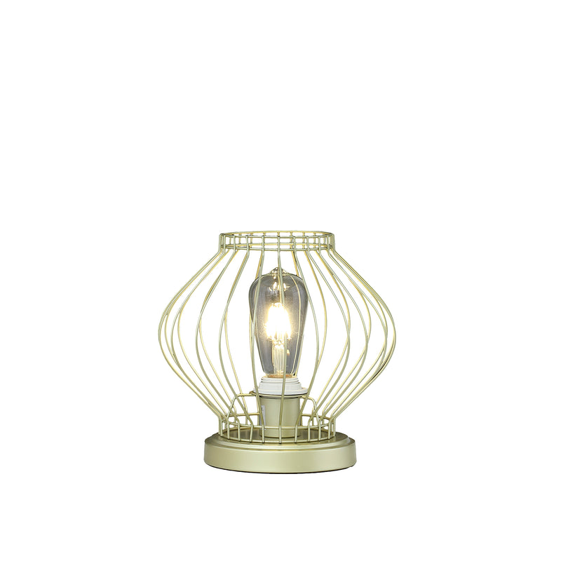 9.5" In Industrial Farm Cage Satin Matte Gold Uplight Metal Table Lamp-zoom-