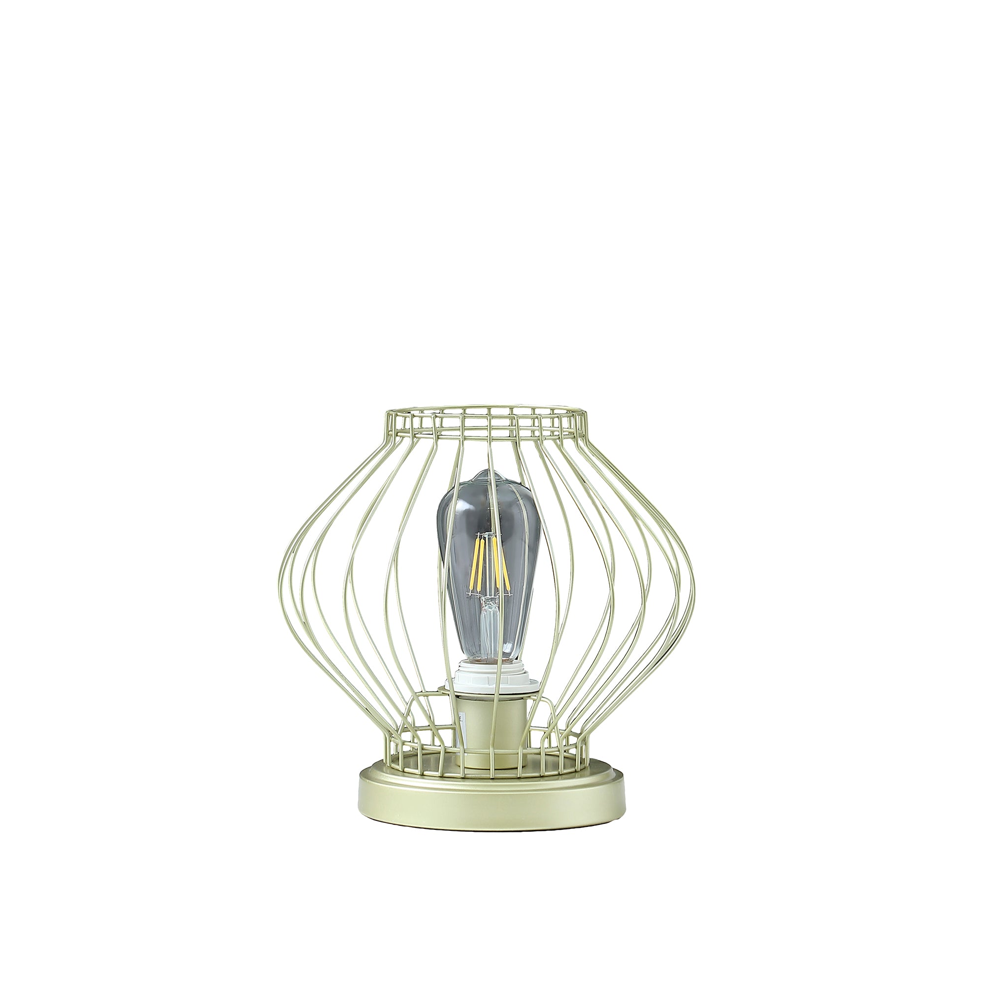 9.5" In Industrial Farm Cage Satin Matte Gold Uplight Metal Table Lamp-zoom-1