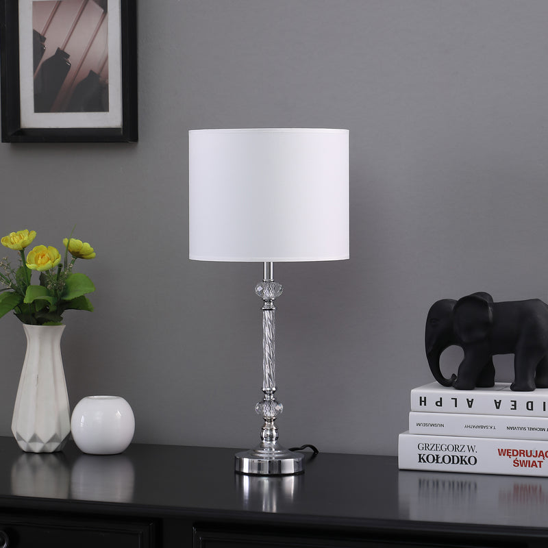 19.25" In Audrey Twisted Crystal Modern Silver Table Lamp-zoom-