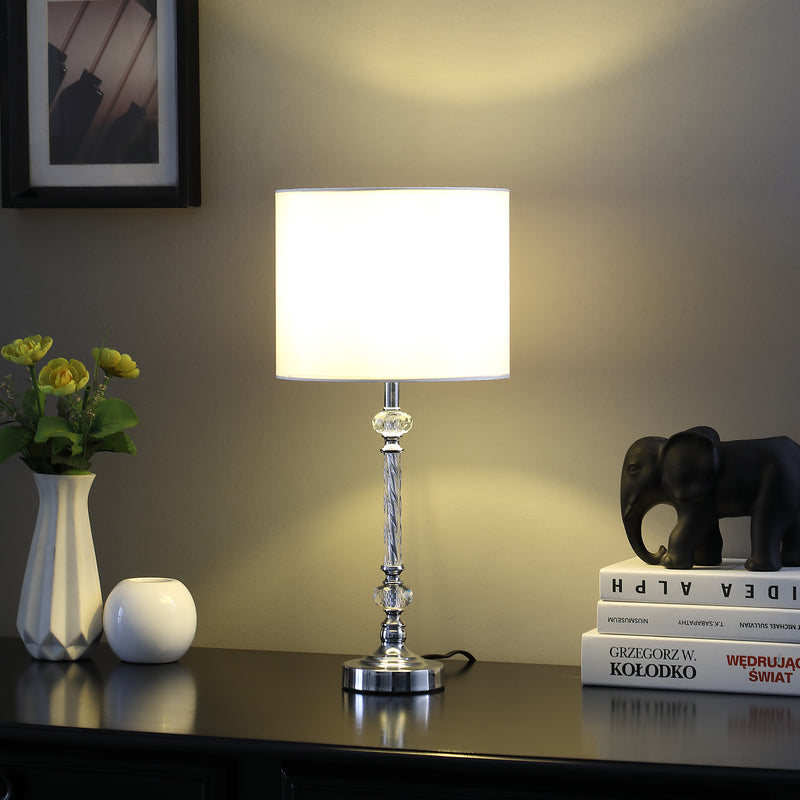 19.25" In Audrey Twisted Crystal Modern Silver Table Lamp-zoom-