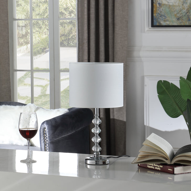 17.75" In Modern Kayli Crystal Cut Orb Chrome Metal Table Lamp-zoom-