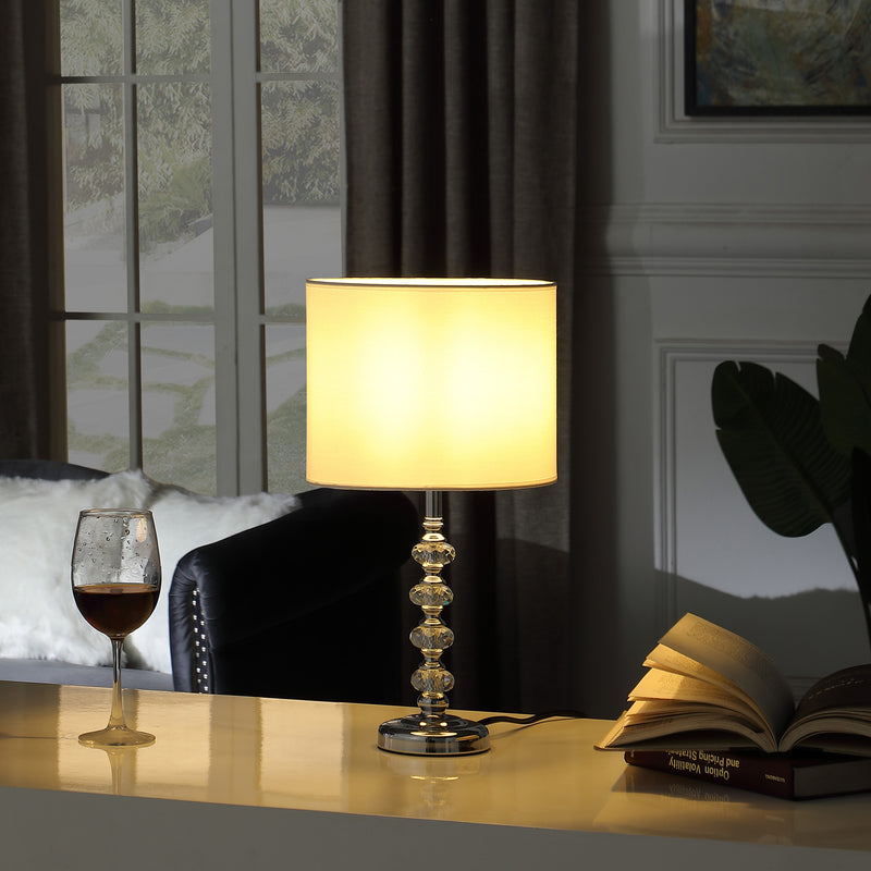 17.75" In Modern Kayli Crystal Cut Orb Chrome Metal Table Lamp-zoom-