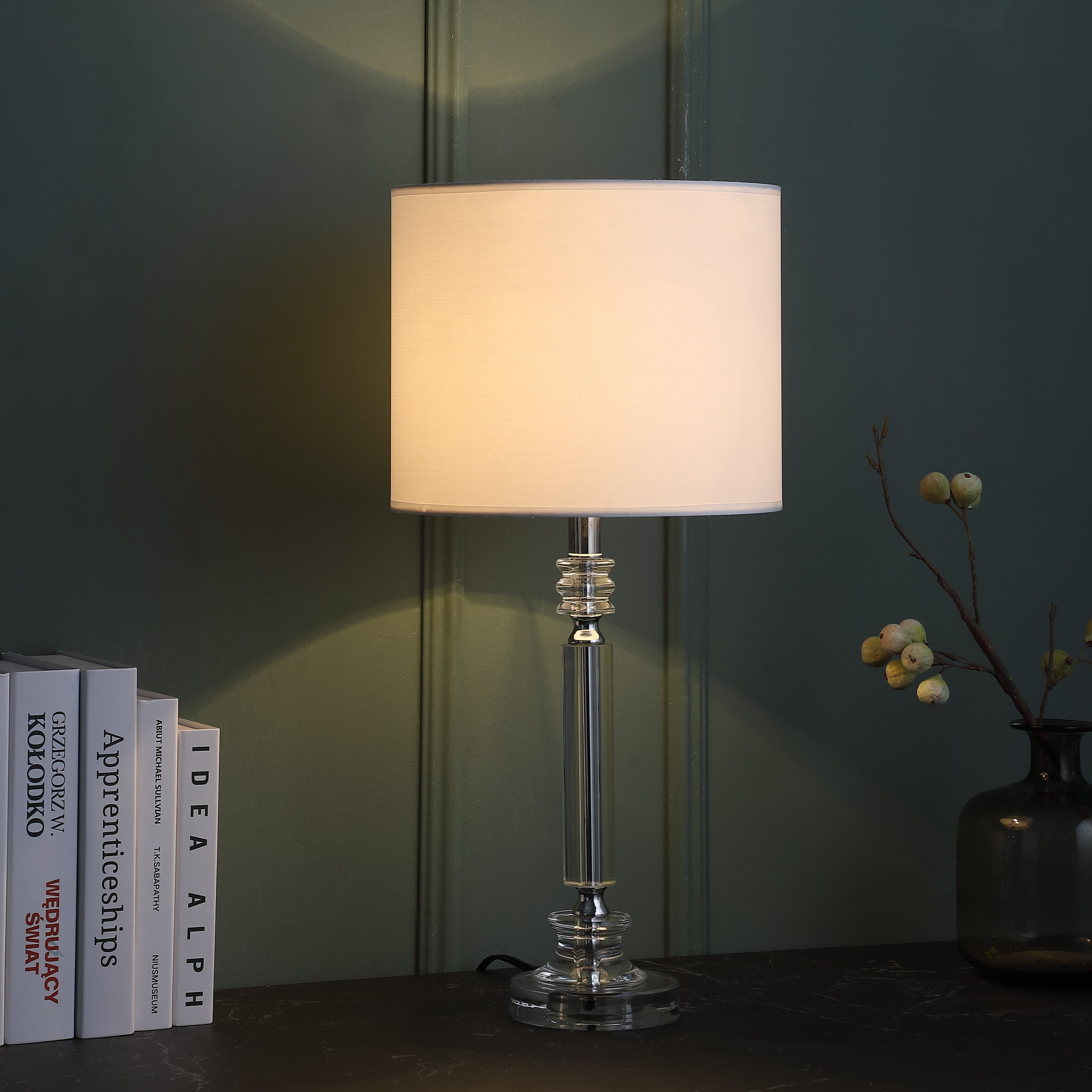 24.5" In Mitz Cut Crystal Column Modern Table Lamp-zoom-4