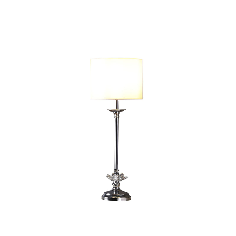 25.5" In Buffet Crystal Floral Chrome Metal Table Lamp-zoom-