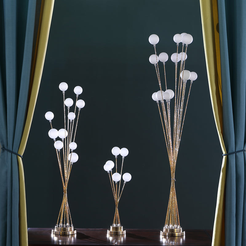 27.5" In 6-light Acrylic Globe Aluminun Led Chrysanthe Yellow Gold Metal Table Lamp-zoom-