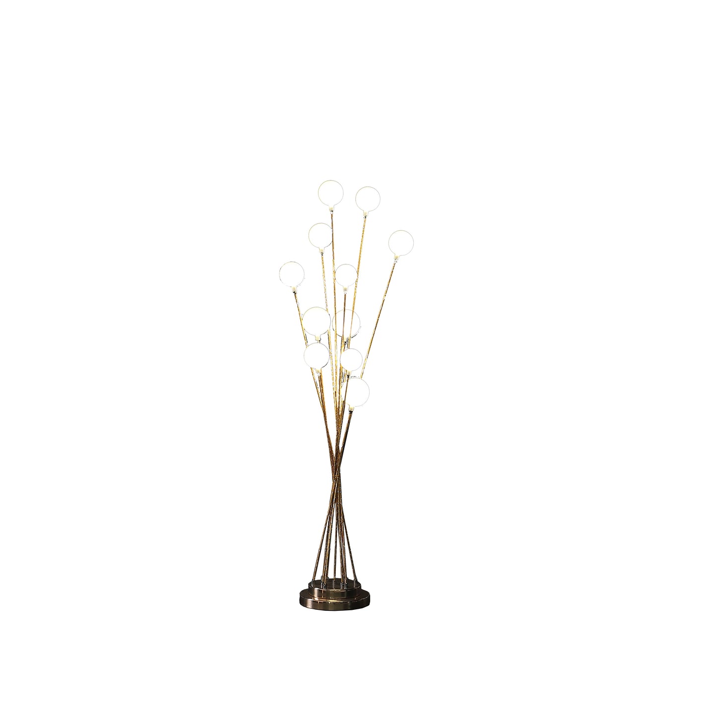 46" In 11-light Acrylic Globe Aluminun Led Chrysanthe Yellow Gold Metal Floor Lamp