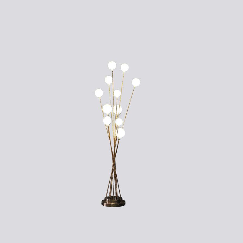 46" In 11-light Acrylic Globe Aluminun Led Chrysanthe Yellow Gold Metal Floor Lamp-zoom-