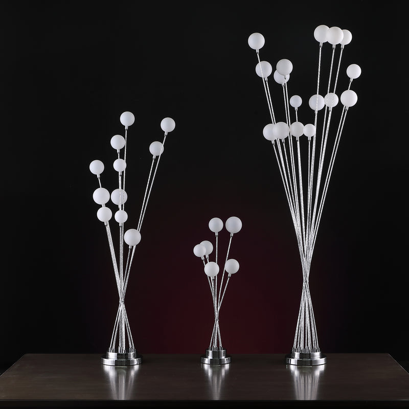 27.5" In 6-light Acrylic Globe Aluminun Led Chrysanthe Silver Chrome Metal Table Lamp-zoom-