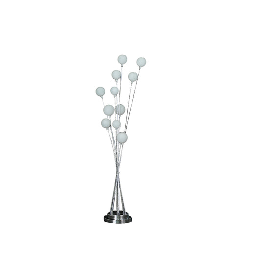 46" In 11-light Acrylic Globe Aluminun Led Chrysanthe Silver Chrome Metal Floor Lamp