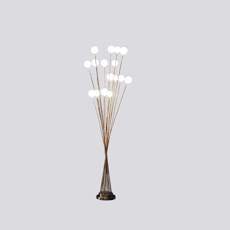 61.5" In 16-light Acrylic Globe Aluminun Led Chrysanthe Yellow Gold Metal Floor Lamp-zoom-