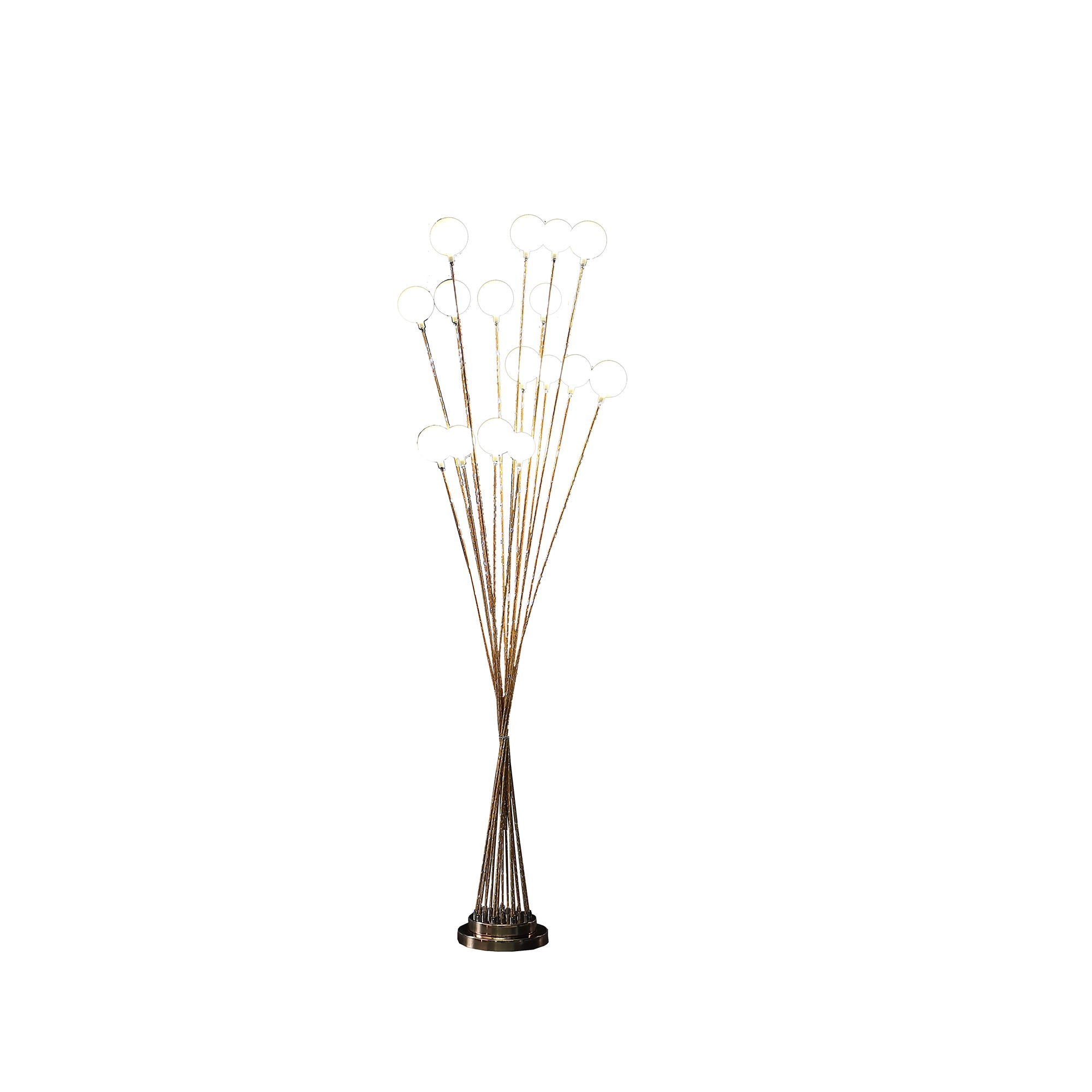 61.5" In 16-light Acrylic Globe Aluminun Led Chrysanthe Yellow Gold Metal Floor Lamp