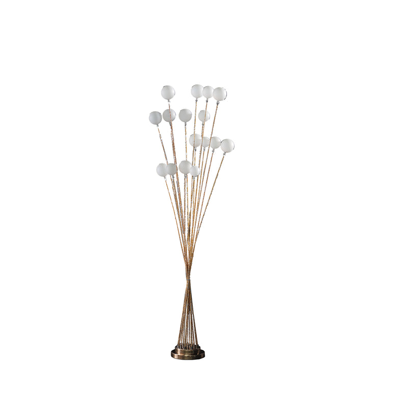 61.5" In 16-light Acrylic Globe Aluminun Led Chrysanthe Yellow Gold Metal Floor Lamp-zoom-