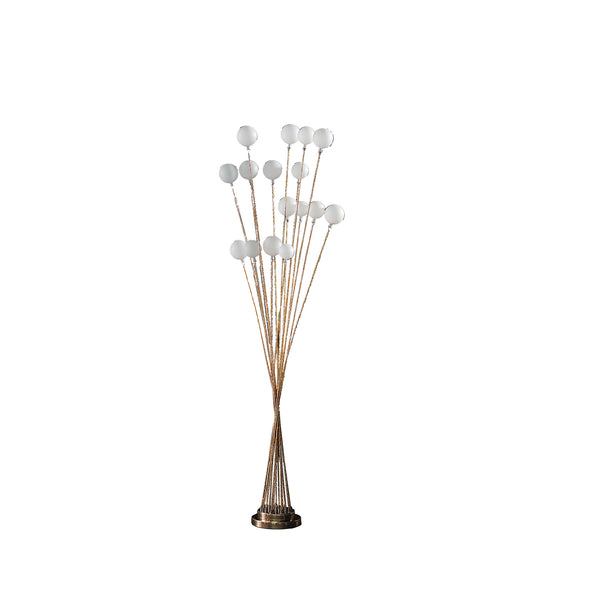 61.5 In 16-light Acrylic Globe Aluminun Led Chrysanthe Yellow Gold Metal Floor Lamp