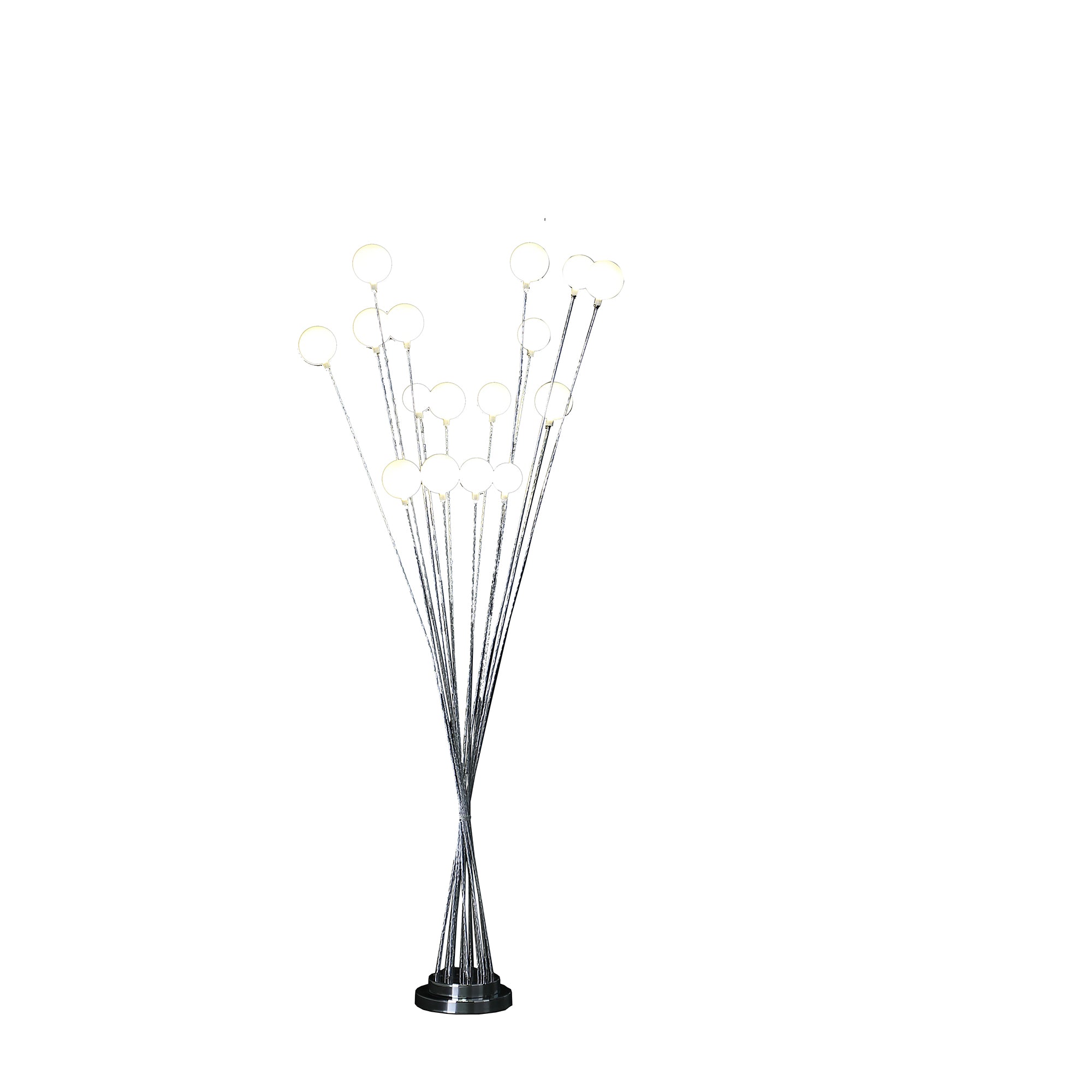 61.5" In 16-light Acrylic Globe Aluminun Led Chrysanthe Silver Chrome Metal Floor Lamp