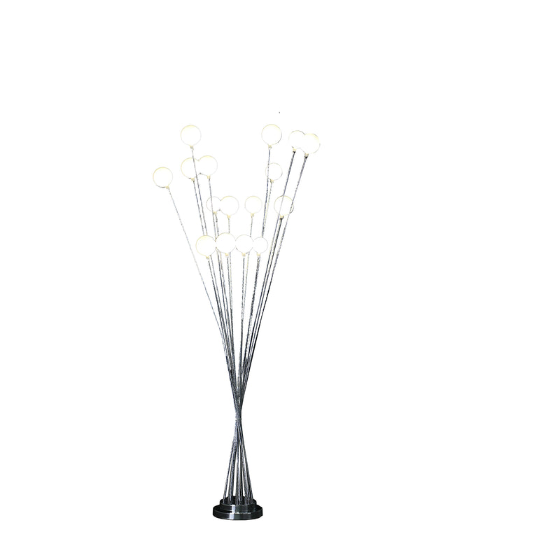 61.5" In 16-light Acrylic Globe Aluminun Led Chrysanthe Silver Chrome Metal Floor Lamp-zoom-