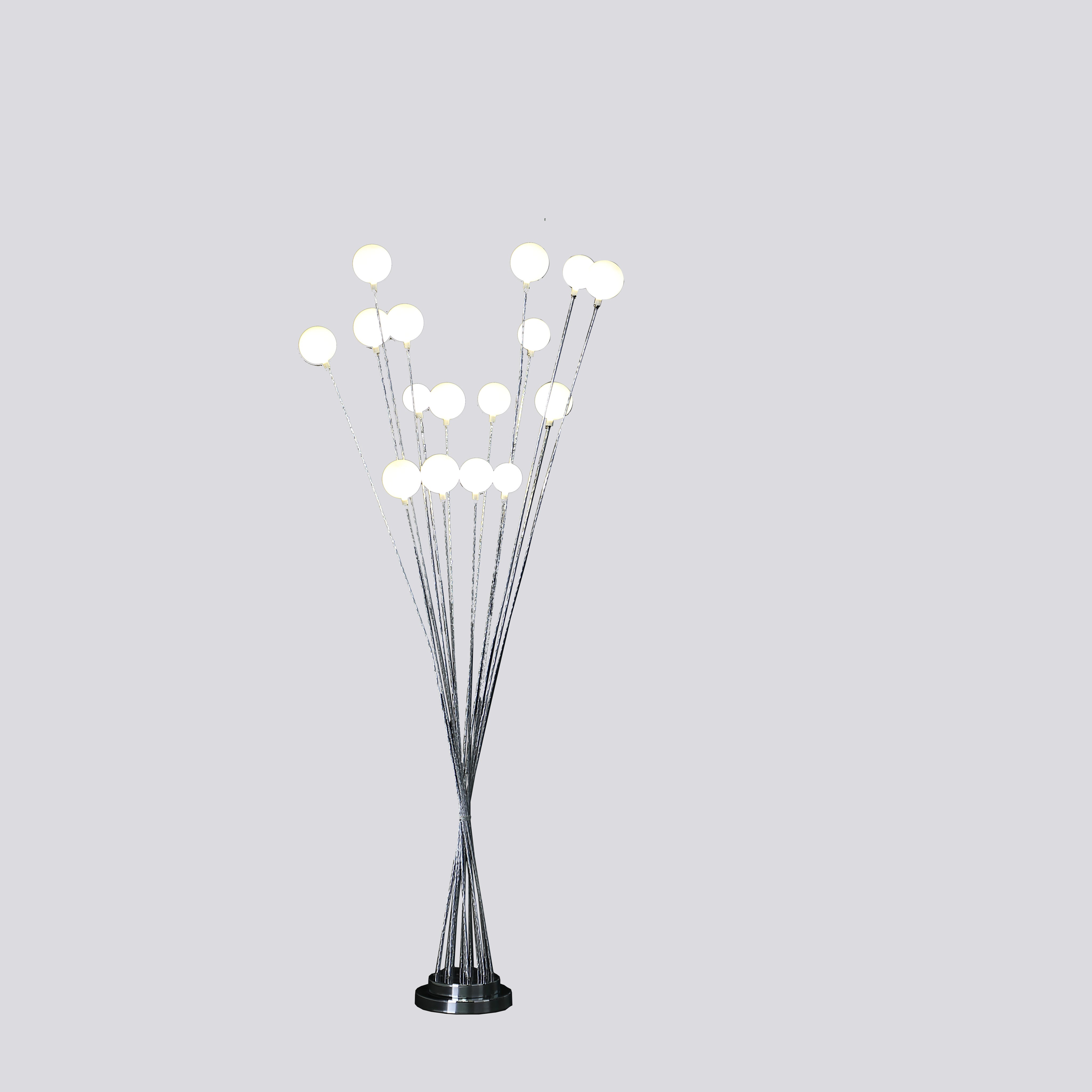 61.5" In 16-light Acrylic Globe Aluminun Led Chrysanthe Silver Chrome Metal Floor Lamp-zoom-3
