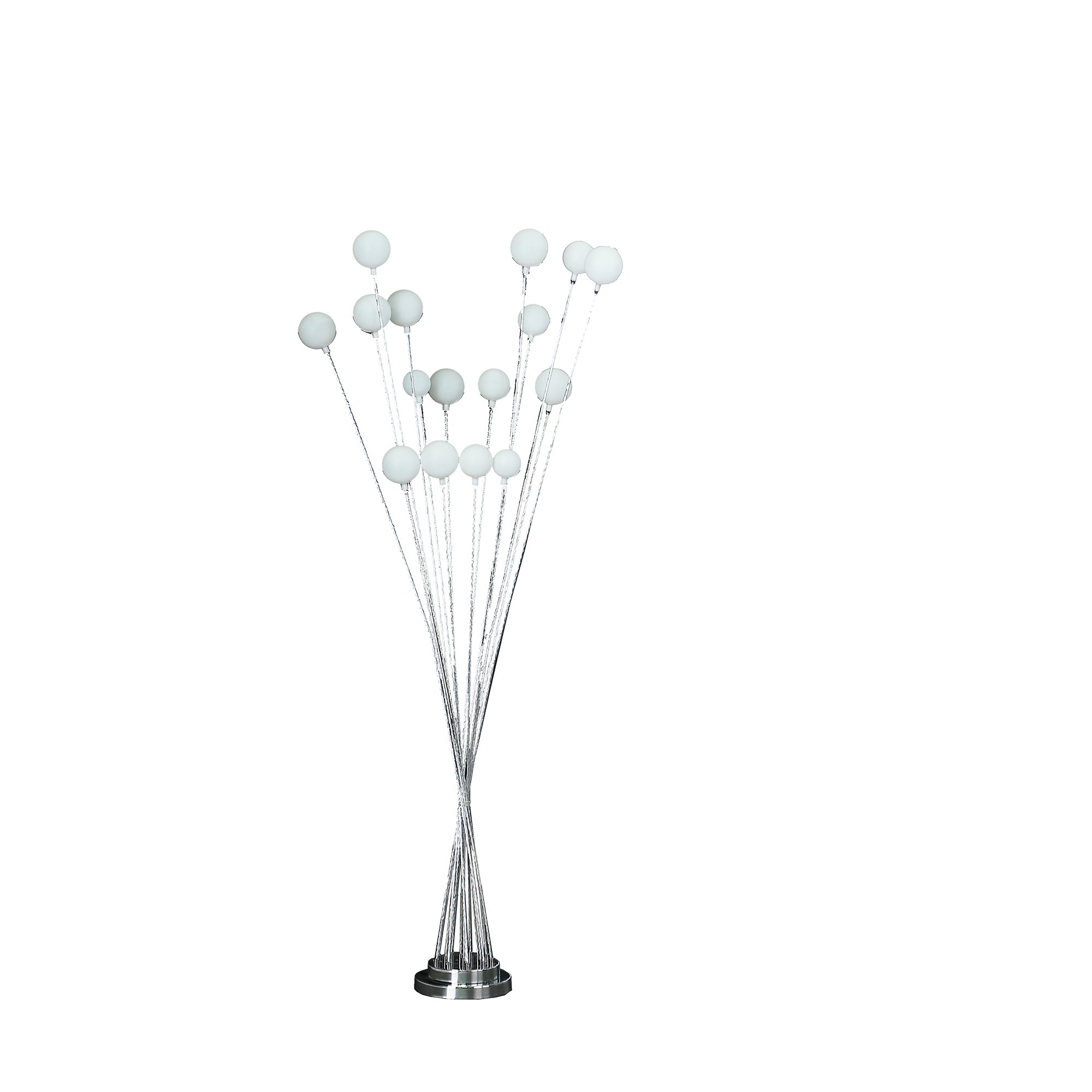 61.5" In 16-light Acrylic Globe Aluminun Led Chrysanthe Silver Chrome Metal Floor Lamp