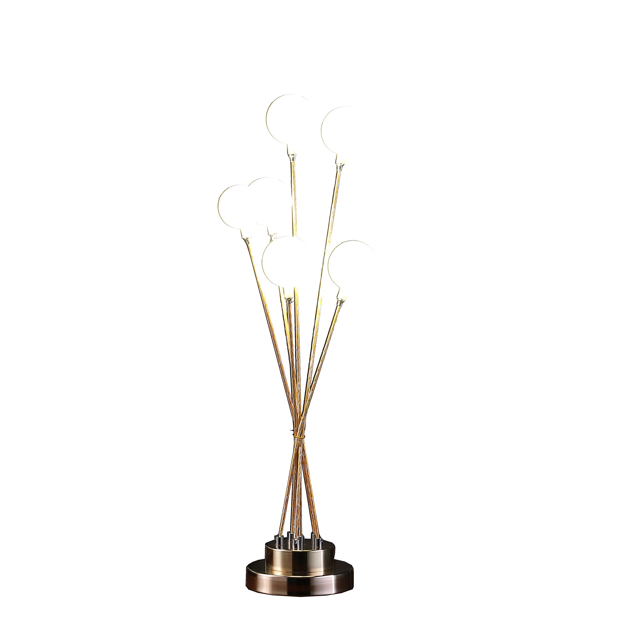 27.5" In 6-light Acrylic Globe Aluminun Led Chrysanthe Yellow Gold Metal Table Lamp