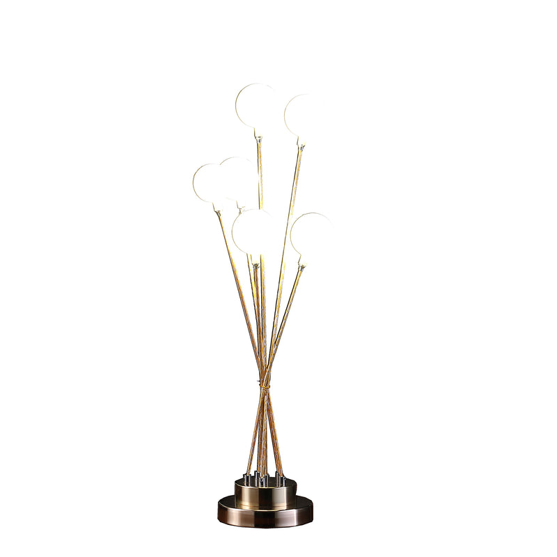 27.5" In 6-light Acrylic Globe Aluminun Led Chrysanthe Yellow Gold Metal Table Lamp-zoom-