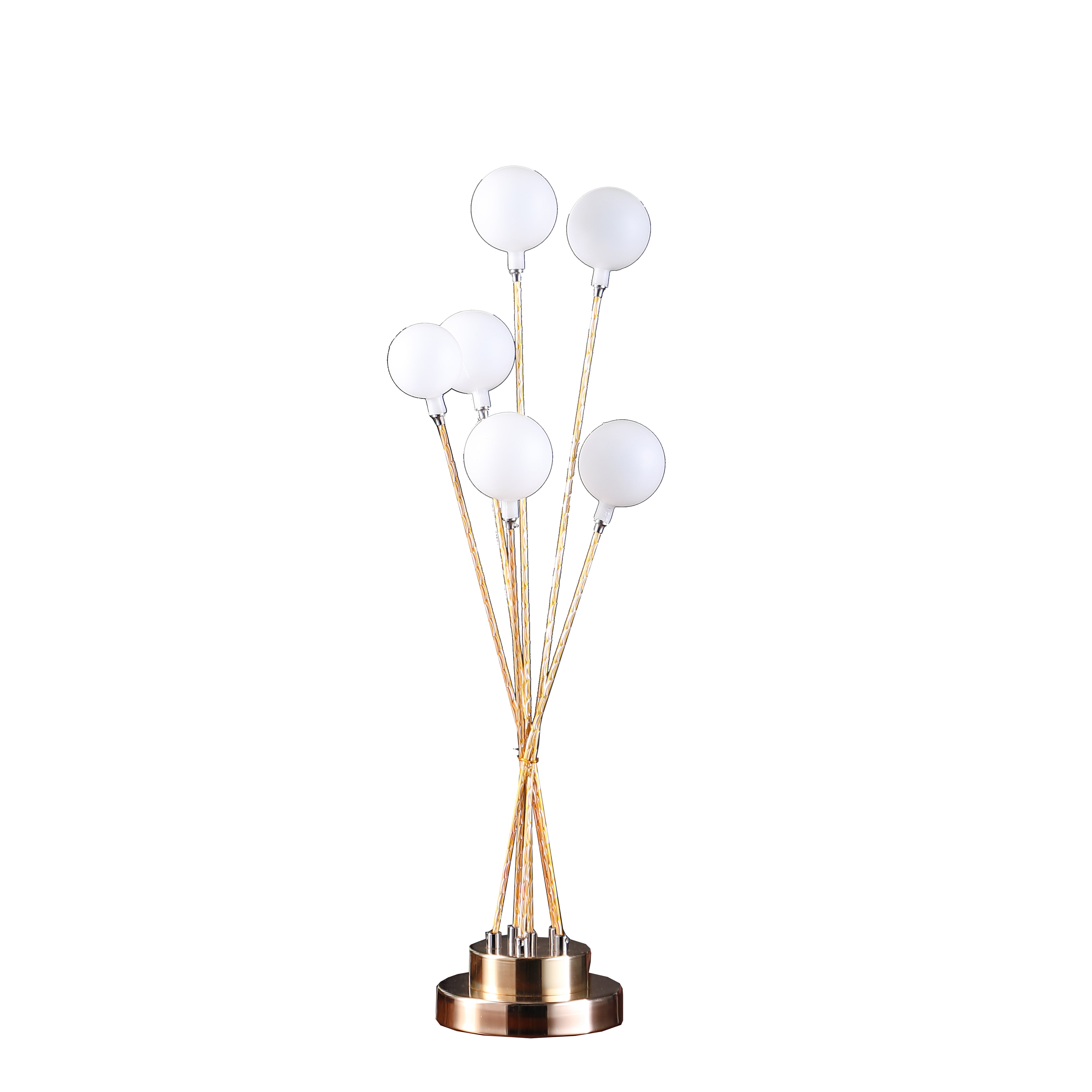 27.5" In 6-light Acrylic Globe Aluminun Led Chrysanthe Yellow Gold Metal Table Lamp-zoom-1
