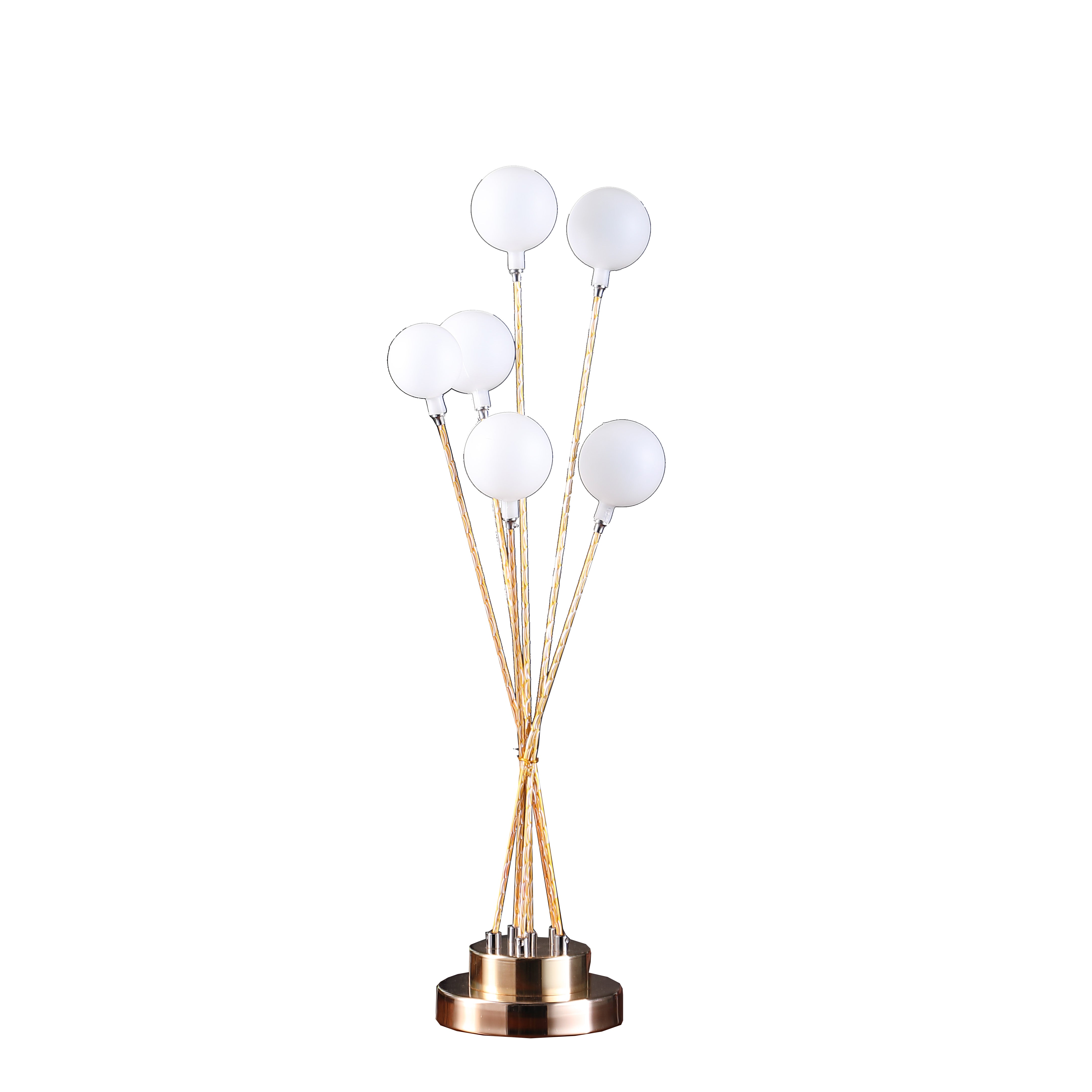 27.5" In 6-light Acrylic Globe Aluminun Led Chrysanthe Yellow Gold Metal Table Lamp