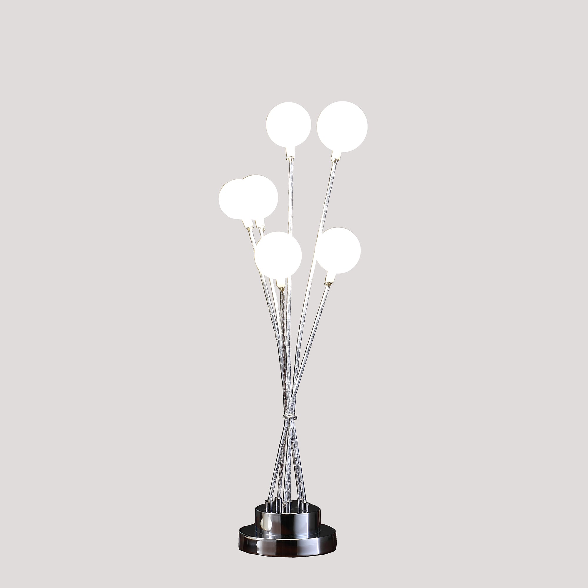27.5" In 6-light Acrylic Globe Aluminun Led Chrysanthe Silver Chrome Metal Table Lamp-zoom-2