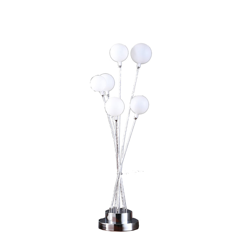 27.5" In 6-light Acrylic Globe Aluminun Led Chrysanthe Silver Chrome Metal Table Lamp-zoom-