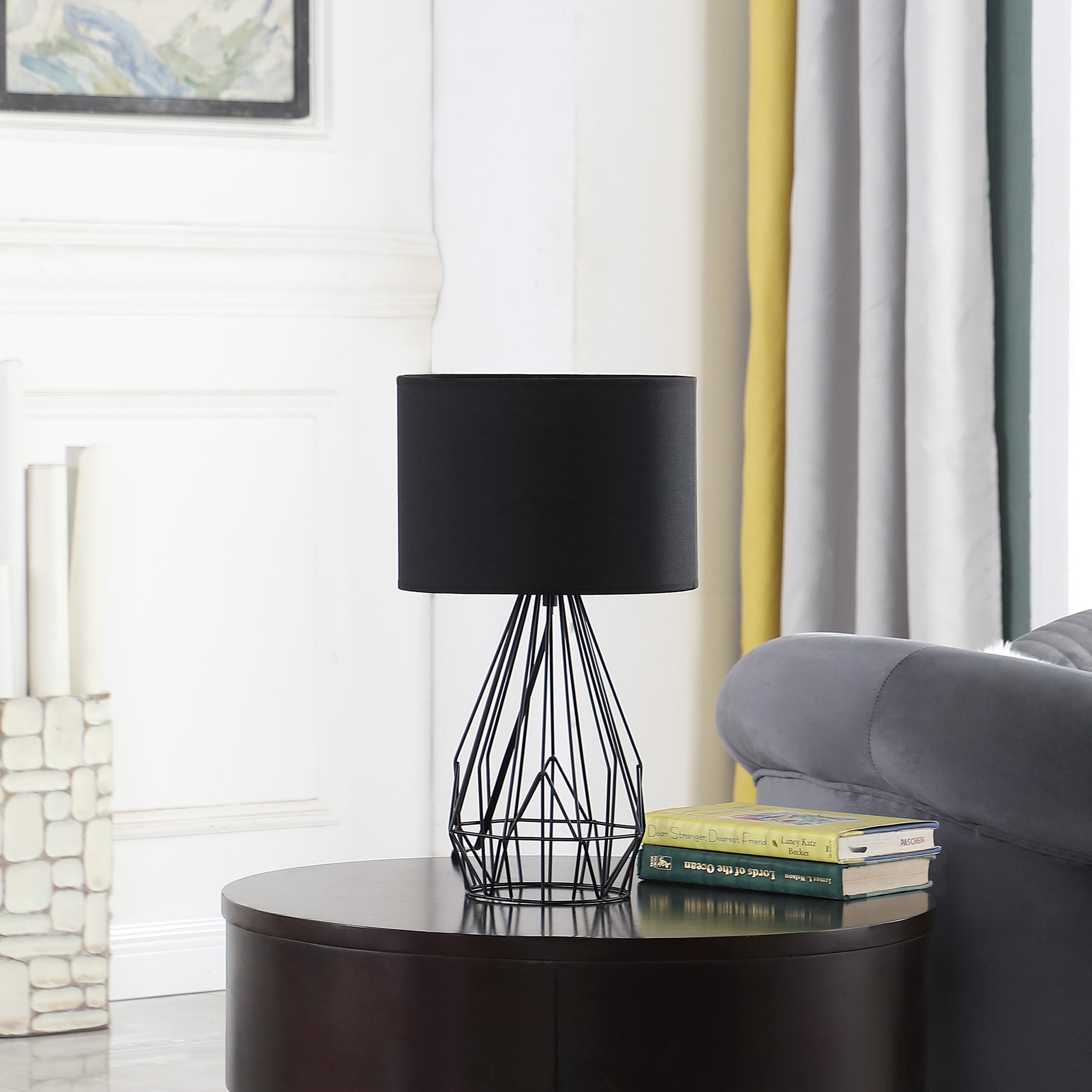 17.5" In Industrial Farm Metal Cage Black Table Lamp-zoom-3