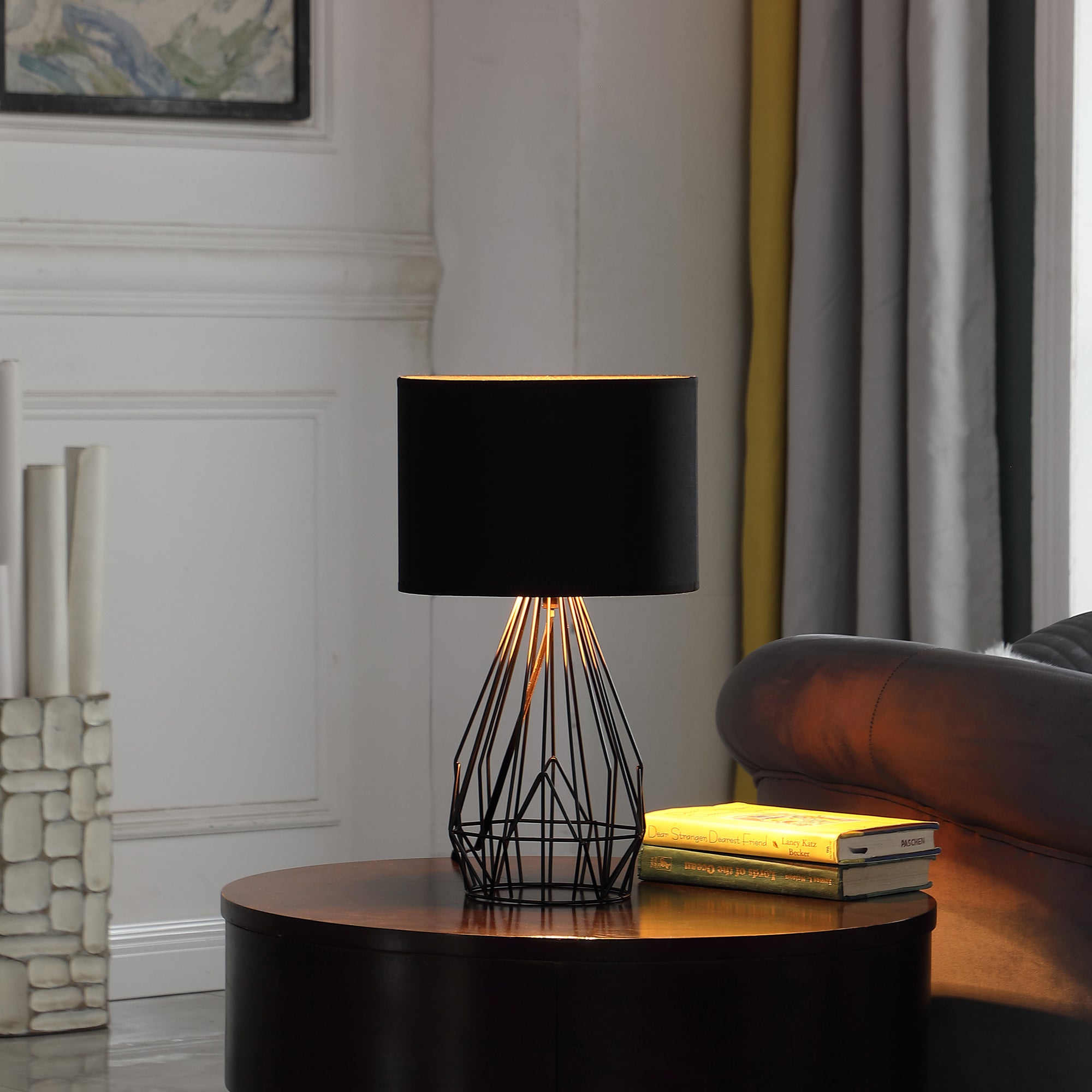 17.5" In Industrial Farm Metal Cage Black Table Lamp-zoom-4