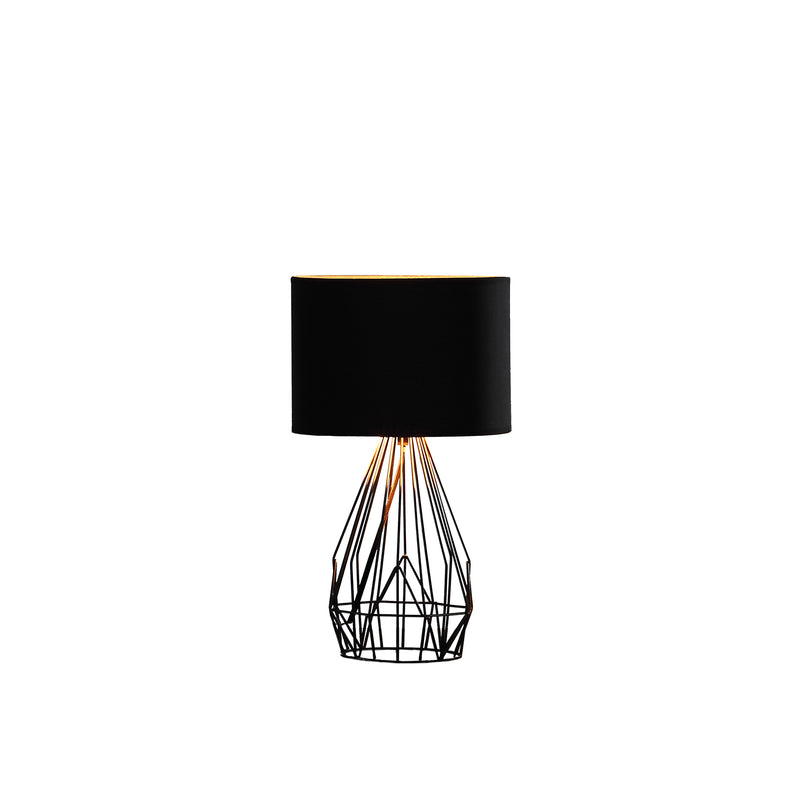 17.5" In Industrial Farm Metal Cage Black Table Lamp-zoom-