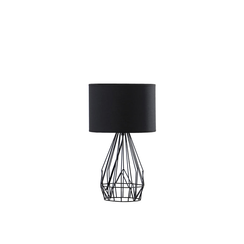 17.5" In Industrial Farm Metal Cage Black Table Lamp-zoom-