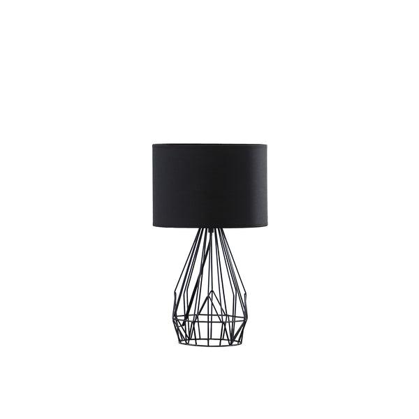 17.5 In Industrial Farm Metal Cage Black Table Lamp