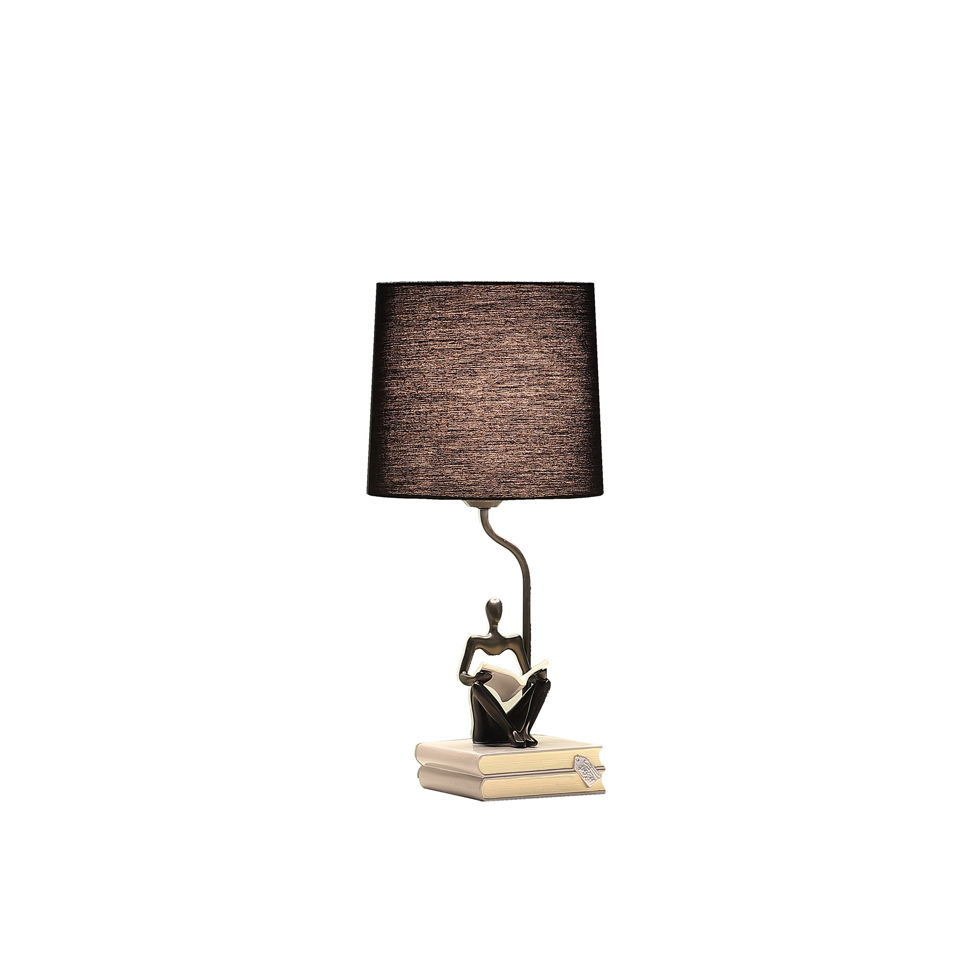 20.5" In Modern Reader Black Sitting A Gray Stack Of Books Polyresin Table Lamp-zoom-2