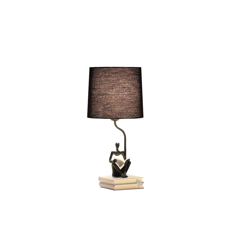 20.5" In Modern Reader Black Sitting A Gray Stack Of Books Polyresin Table Lamp-zoom-