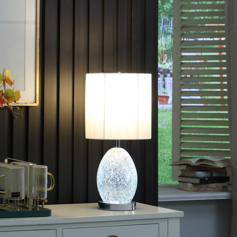 20"In Niels Silver Mirror Glass/metal Table Lamp W/ Nightlight-zoom-