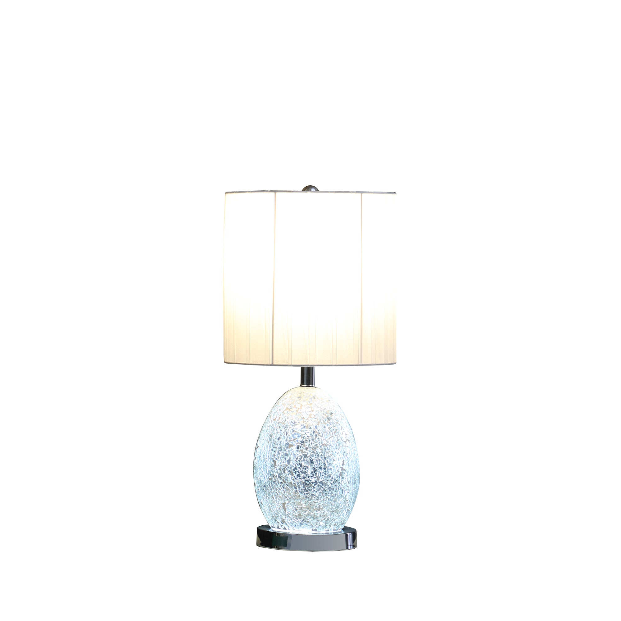 20"In Niels Silver Mirror Glass/metal Table Lamp W/ Nightlight