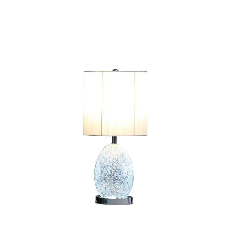 20"In Niels Silver Mirror Glass/metal Table Lamp W/ Nightlight-zoom-
