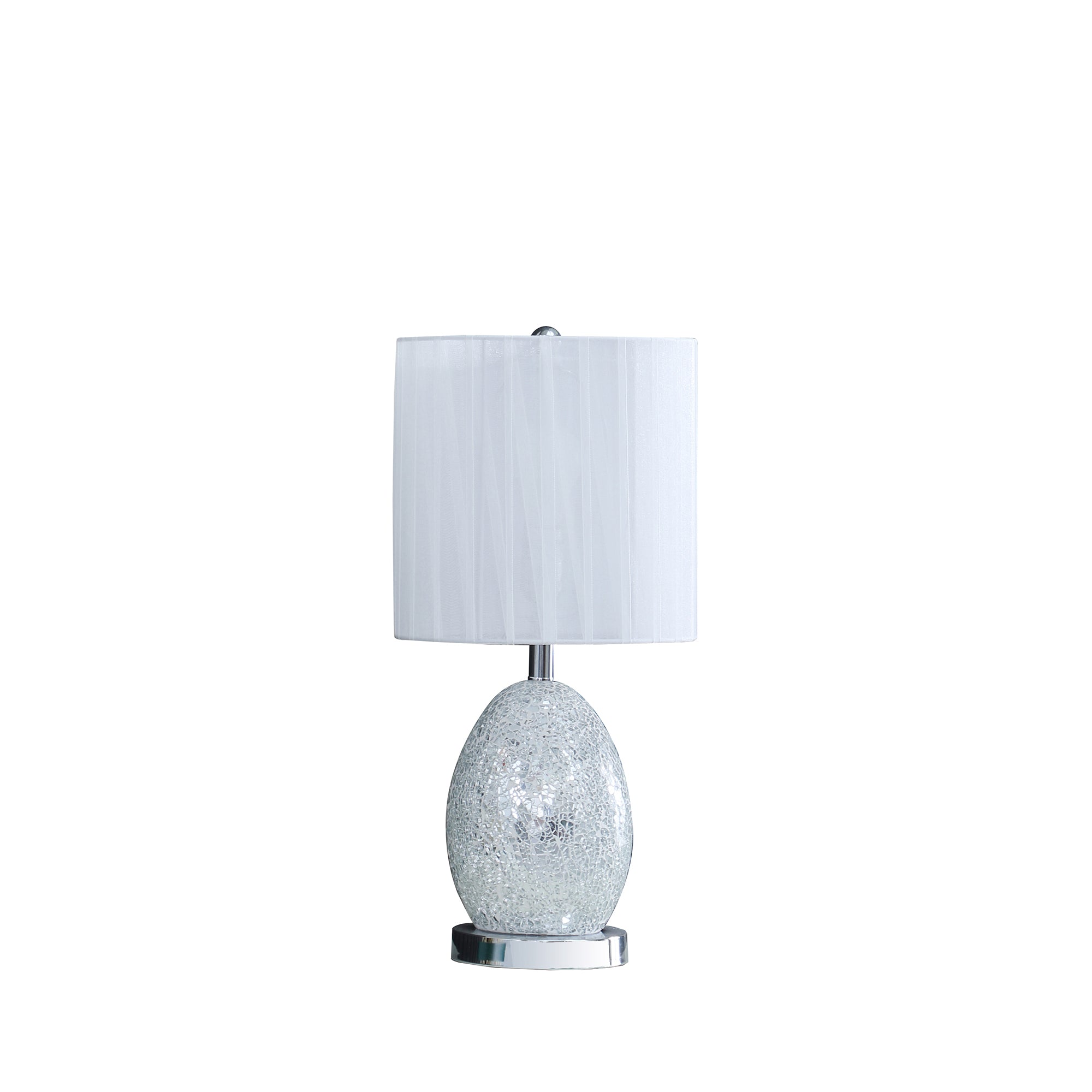20"In Niels Silver Mirror Glass/metal Table Lamp W/ Nightlight-zoom-1