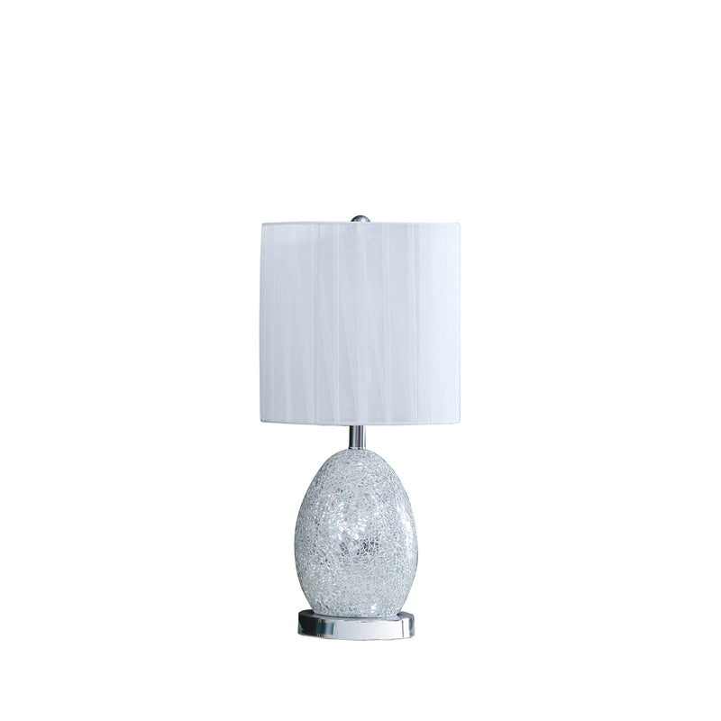 20"In Niels Silver Mirror Glass/metal Table Lamp W/ Nightlight-zoom-