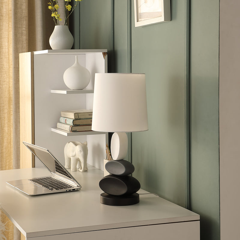 19" In Coastal Como Modern Stacked Tablets Metal Table Lamp-zoom-