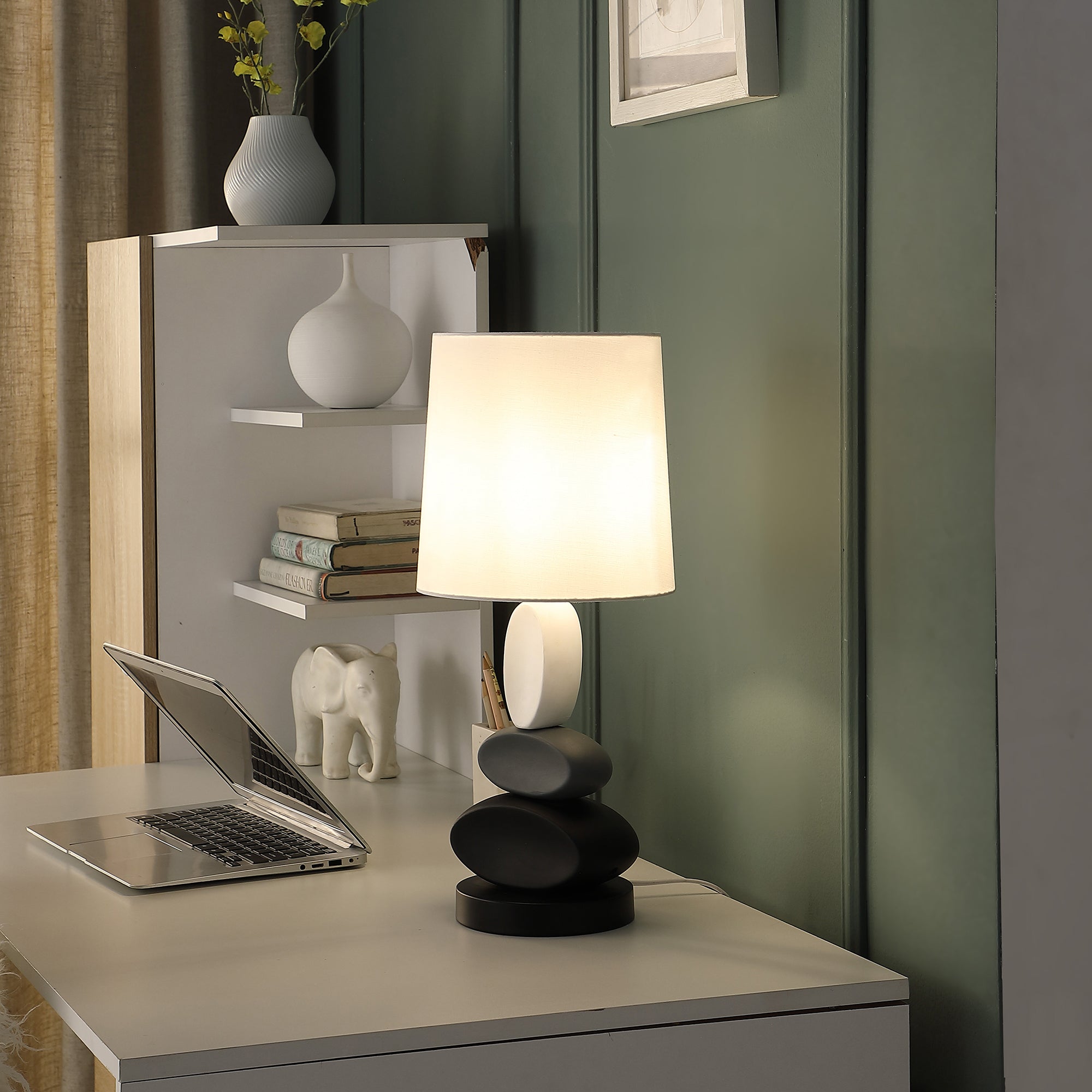 19" In Coastal Como Modern Stacked Tablets Metal Table Lamp-zoom-4