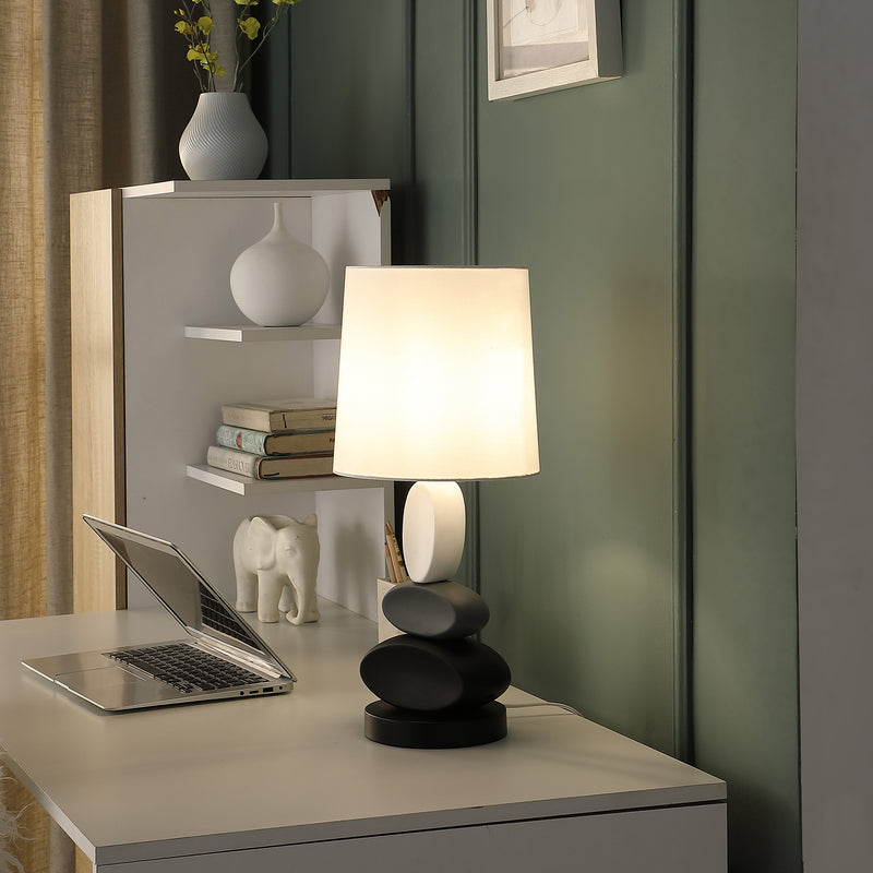 19" In Coastal Como Modern Stacked Tablets Metal Table Lamp-zoom-