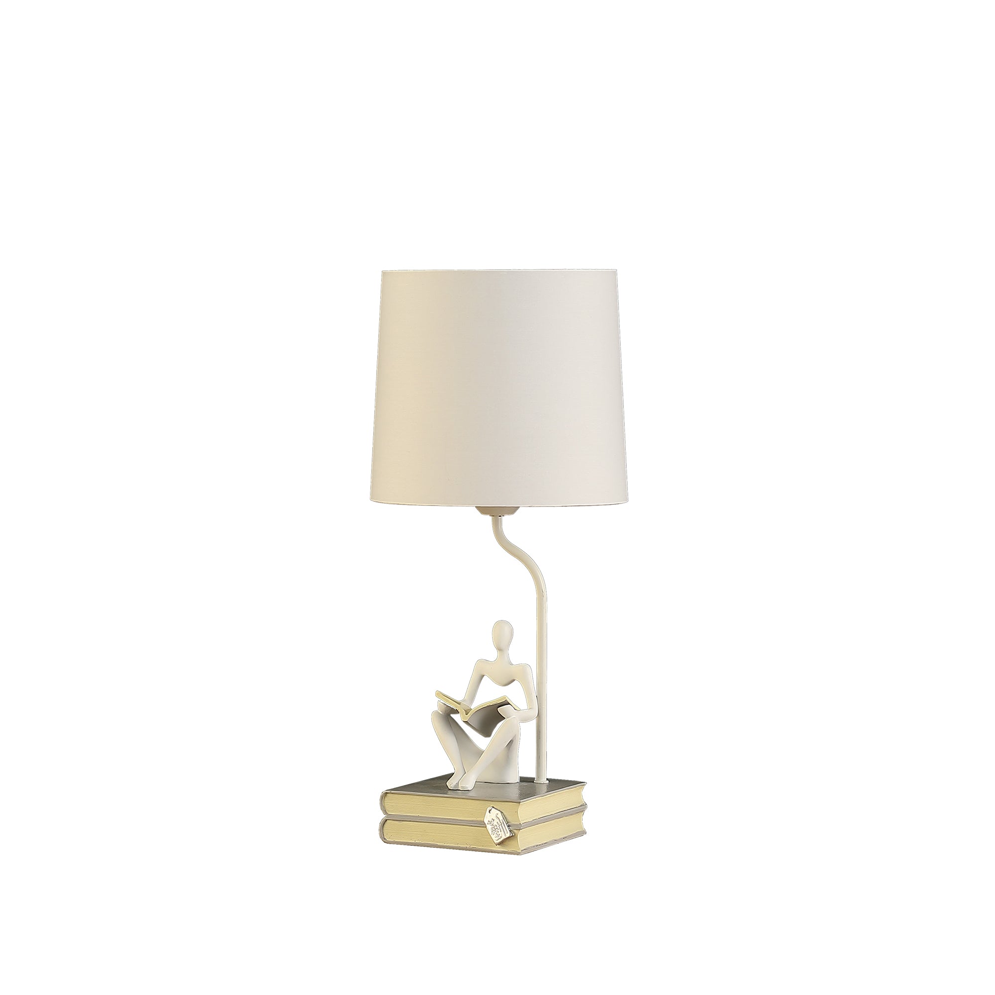 20.5" In Modern Reader White Sitting A Gray Stack Of Books Polyresin Table Lamp-zoom-1