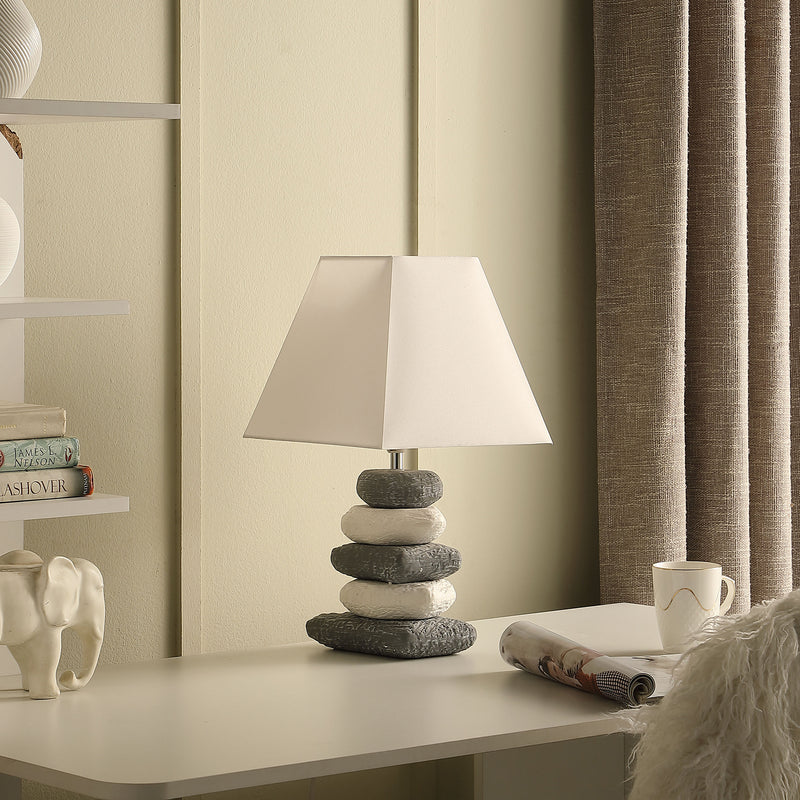 17.5" In Coastal Darya 5 Stacked Pebble Ceramic Table Lamp-zoom-