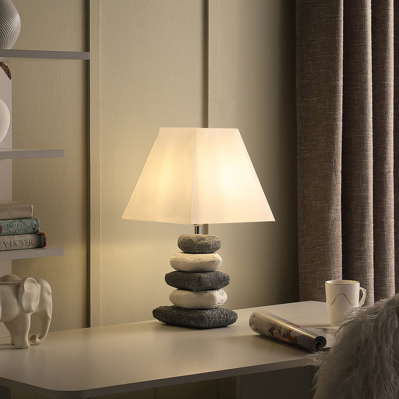 17.5" In Coastal Darya 5 Stacked Pebble Ceramic Table Lamp-zoom-